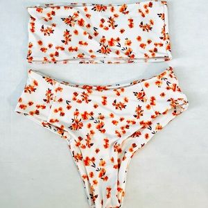 Flower strapless bikini